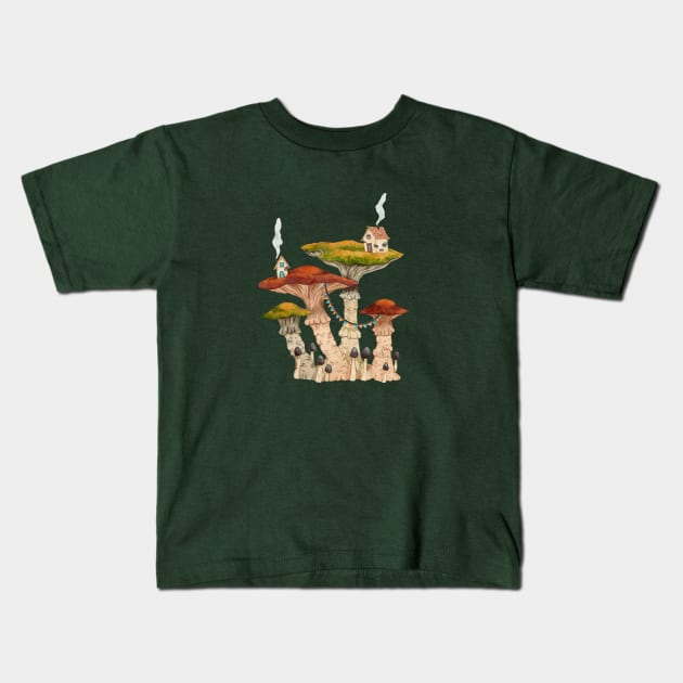 Mushroom Village Kids T-Shirt by Pearl and Plam